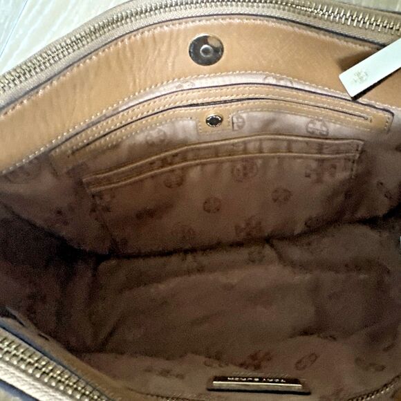 Tory Burch Tigers Eye Brown Saffiano Leather Robinson Multi  Crossbody Bag Tote - Picture 13 of 16